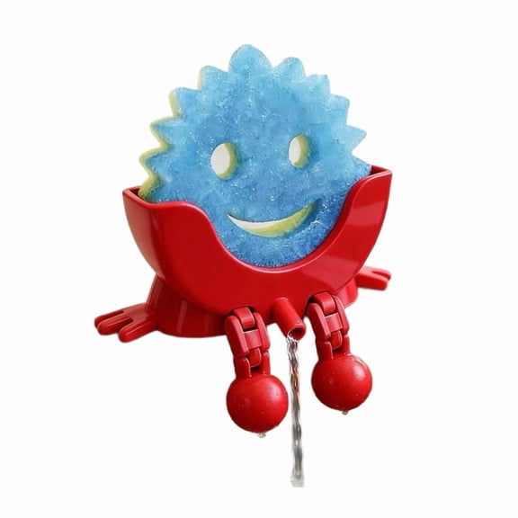 Osfvolr Cute Hanging Sponge Holder with Drainage, Peeing Scrub Sponge Holder, Ponge Holder for Kitchen Sink Red