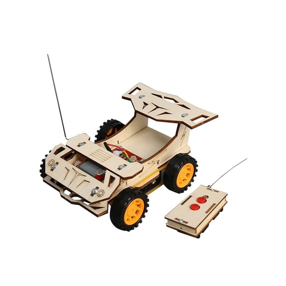 Osfvolr DIY Wooden Remote Control Car Wooden Four Wheel Drive Racing Assembling Science Experiment Kits KID STEM Educational Toy