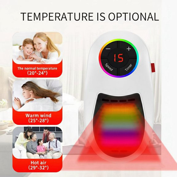 Osfvolr Desktop PTC Ceramic Heater with Intelligent Remote Control Portable Fast Heating Electric Heater US Plug
