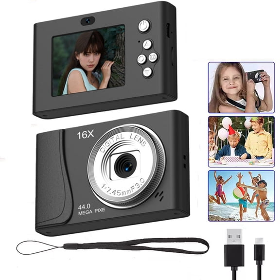 Osfvolr Digital Camera Kids Camcorder 16X Zoom Compact Cameras with Auto Focus 2.4 Inch Screen for Children Adult Beginners