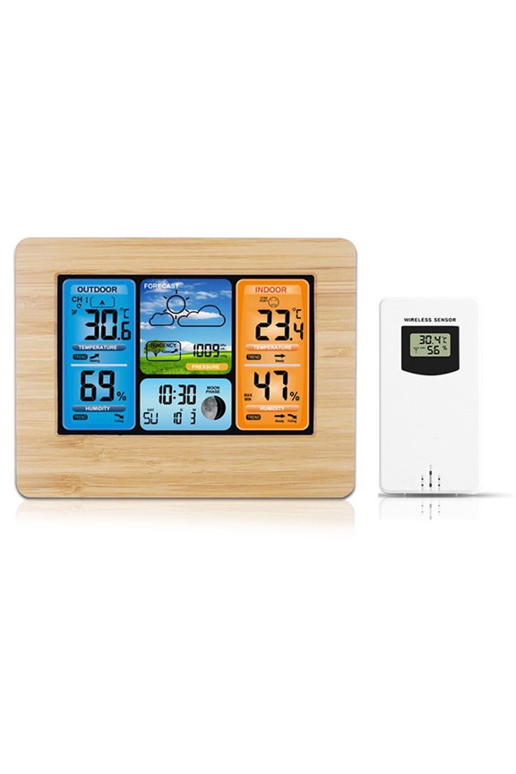 Digital Weather Station Clock Weather Forecast Barometer Thermometer Hygrometer with Wireless Outdoor Sensor