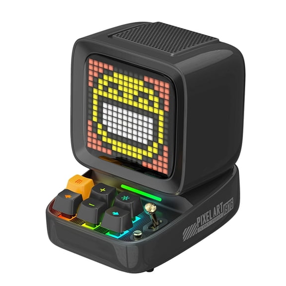 Osfvolr Ditoo-Pro Retro Pixel Art Bluetooth Portable Speaker Alarm Clock DIY LED Display Board, Cute Gift Home Decoration Black