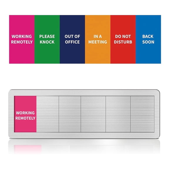Osfvolr Door Signs 6 Options Do Not Disturb, Please Knock, in A Meeting, Soon Privacy Door Slider Sign for Meeting