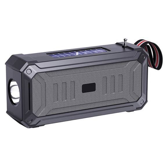 Osfvolr Dual Solar Power Rechargeable Bluetooth Speaker with Flashlight Column TF USB Audio System FM Radio for Outdoor Camping