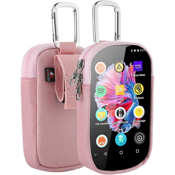 Osfvolr For MP3 & MP4 Players, with A Transparent Window for Storing Headphones, USB Cables, and Memory Cards (Pink).
