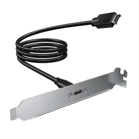 Osfvolr Front Panel Type-C Adapter Motherboard Header USB3.2 Type-E Key-A 20-Pin Connector to USB-C with PCIe Bracket 70cm
