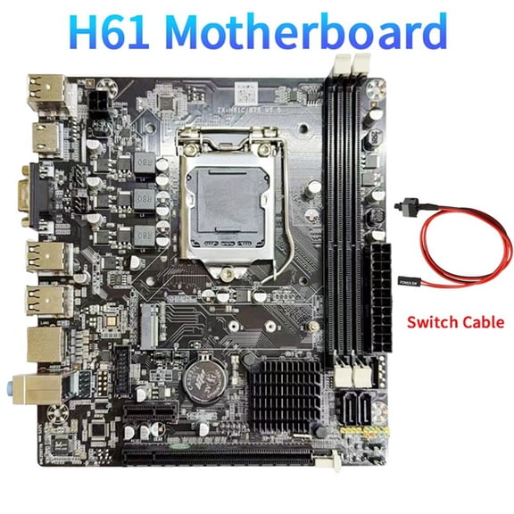 Osfvolr H61 Computer Motherboard DDR3 LGA1155 -Compatible 2xDDR3 Slots 6XUSB Supports G1610 1620 1630 G2030 CPU