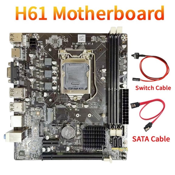 Osfvolr H61 Computer Motherboard LGA1155 -Compatible 2xDDR3 Slots 6XUSB Supports G1610 1620 1630 G2030 CPU