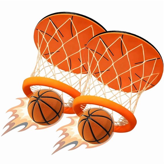 Osfvolr Hanging Indoor Basketball Hoop, Portable Ceiling & Wall Mount Mini Hoop Set with Training Ball for Play 2PCS