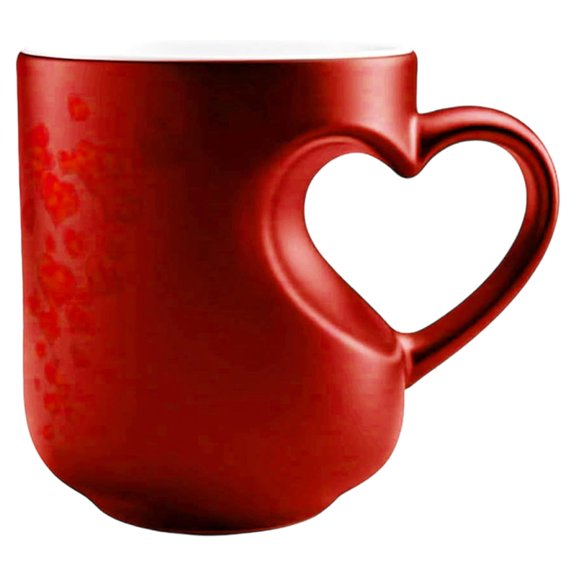 Osfvolr Heart-Shaped Color Changing Magic Ceramic Mug Funny Color Changing Coffee Cup with Handle That Reveals Surprise Design