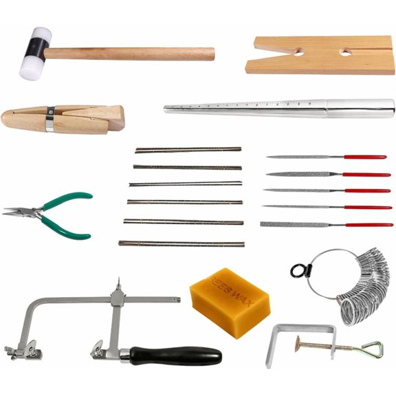 Osfvolr Jewelers Tools Set Ring Sizer Mandrel Measuring Tool Jeweler'S Mallet Hammer Stick for Jewelry Making