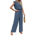thumbnail image 1 of Osfvolr Jumpsuits for Women 2025 Summer Ruffle Sleeves Square Neck Rompers Drawstring Overalls with Pockets Royal Blue M, 1 of 8