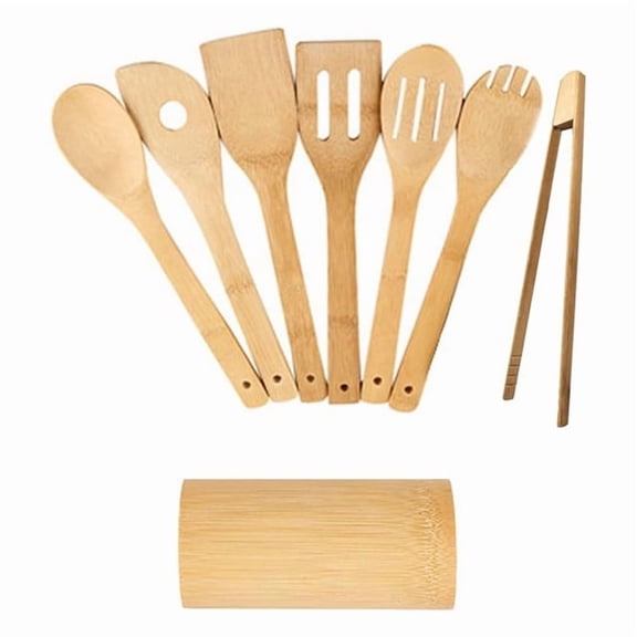 Osfvolr Kitchen Accessories Eco-Friendly Kitchenware Cooking New Shovel Bamboo Spatula Kitchen Utensil 8Pcs Set