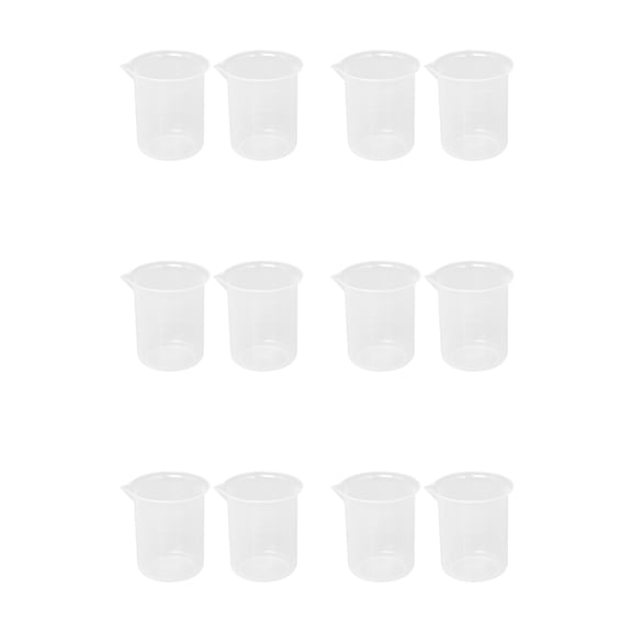 Osfvolr Kitchen Lab Graduated Beaker Clear Plastic Measuring Cup Thicken with Cap Measuring Jug 200mL 12pcs