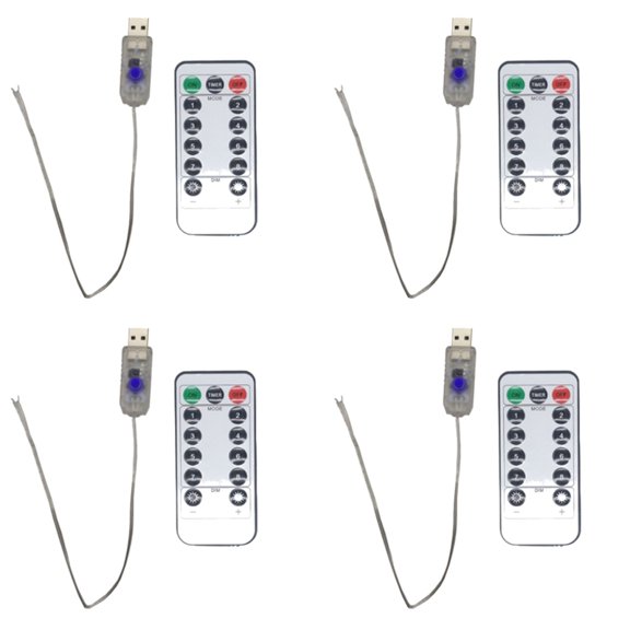 Osfvolr LED Strip Light Remote Controller Dimmer 5V USB, 4pcs 8 Modes Control Board for 100/200 LED Fairy String Lights