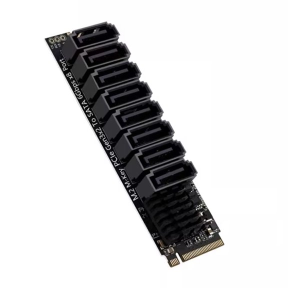 Osfvolr M.2 NVME M-Key PCI-E to SATA3.0 6Gbps 8-Port Expansion Card NAS Hard Drive Extended PCI-E Adapter Riser Card ASM1166 PM