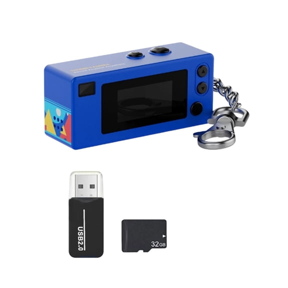 Osfvolr Mini Thumb Camera 0.96Inch Action Retro Keychain Camera with 32G Card 1080P Very Small Camcorder Video Recorder Blue