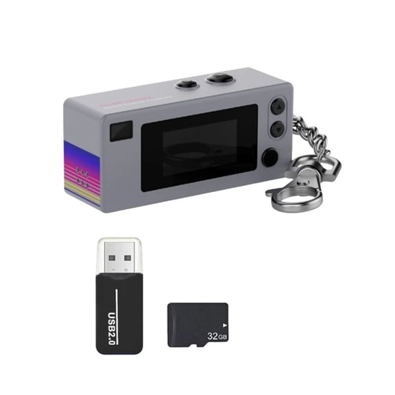 Osfvolr Mini Thumb Camera 0.96Inch Action Retro Keychain Camera with 32G Card 1080P Very Small Camcorder Video Recorder Gray