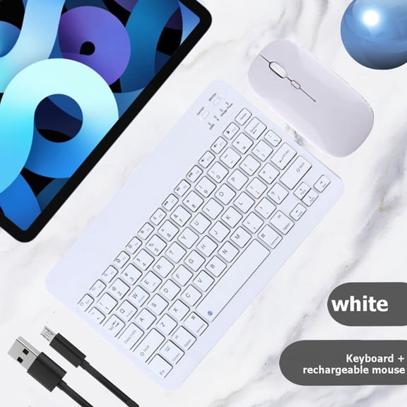 Osfvolr Mini Wireless Bluetooth Mouse 10.1inch BT Universal Keyboard for IOS Pad 8 10th 9th Phone Tablet Portable for Android B