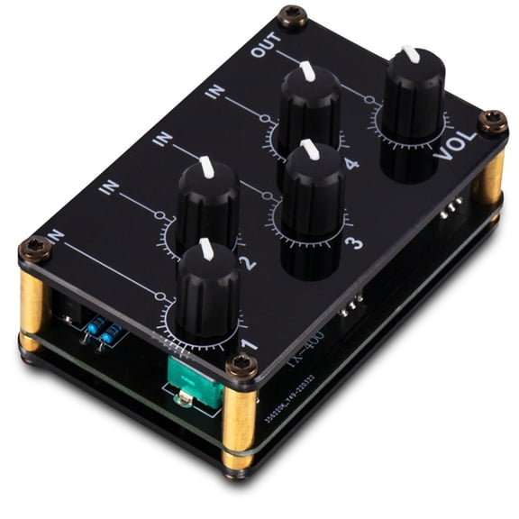 Osfvolr Mixer Stereo 4-in-1-Out AUX Passive Mixer 3.5mm Line Levels Control 4-Channel Stereo Line Mixer Portable Passive Mixer