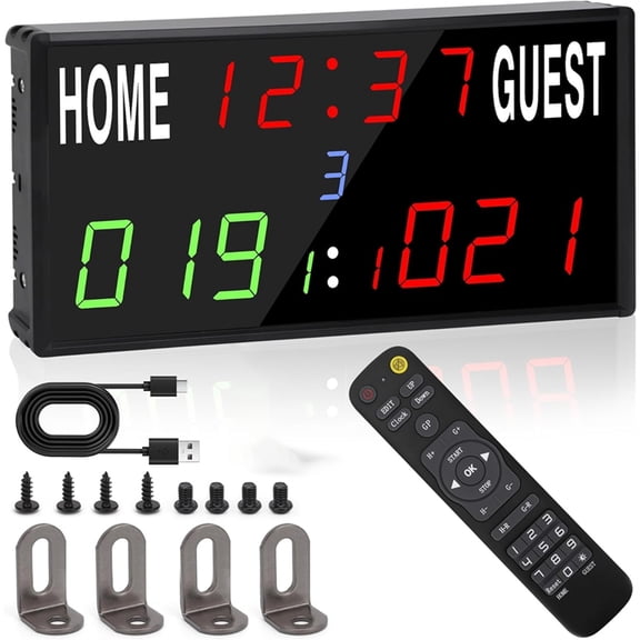 Osfvolr Multi-Sport Digital Scoreboard with Remote & 24h Timer. for Basketball, Soccer, Cornhole, Table Tennis, . Us Plug