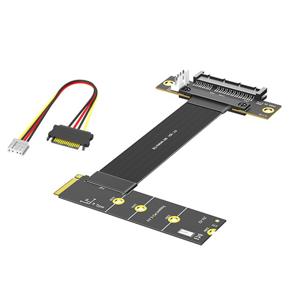 Osfvolr NVME to PCI-E 4.0 X4 Riser Cable 90 Angle PCIe Extension Cable for Mining Rig Card Network Cards NVMe SSD Card