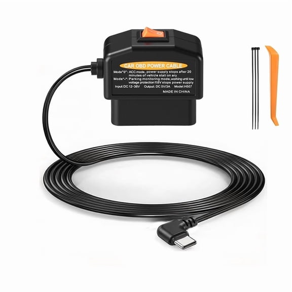 Osfvolr OBD Power Cable for Dash Camera,OBD2 to USB C Adapter Hardwire Kit,Dual Mode with 24/7 Parking Mode/ACC Mode