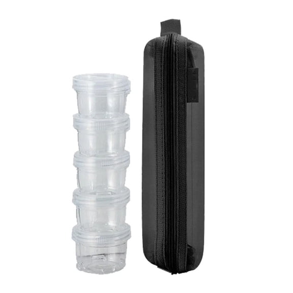 Osfvolr Outdoor Portable Camping Spice Kit Spice Container Bag with 5 Clear Seasoning Bottles Travel Condiment Container Set