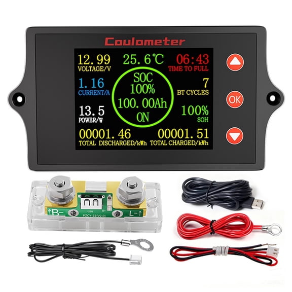 Osfvolr PZEM-041Coulometer Digital Battery Load Tester 8V-100V 100A Electronic Monitor Car Battery Capacity Power Supply Checker