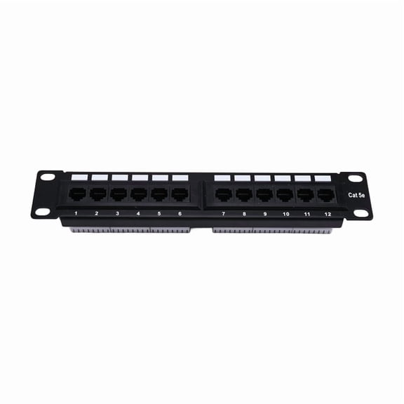 Osfvolr Patch Panel 12Port CAT5e 10G Support 1U Network Patch Panel UTP 19inch Wallmount or Rackmount Punch Down Block for CAT5e
