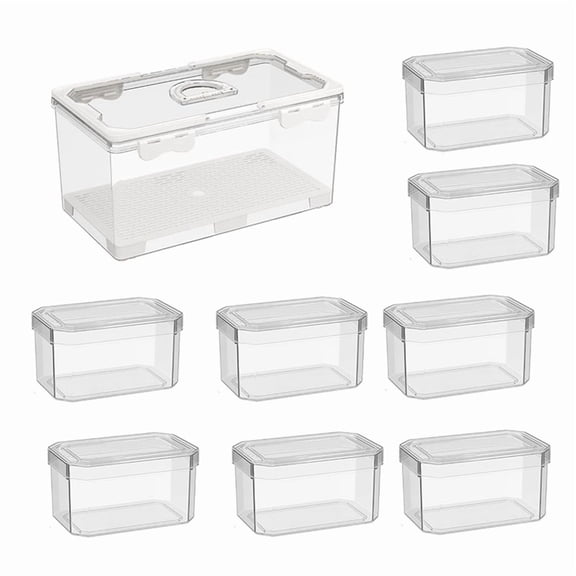 Osfvolr Picnic Basket with Lid and Handle, Clear Divided Serving Tray for Biscuit, Fruits, for Travel, Picnic, Beach