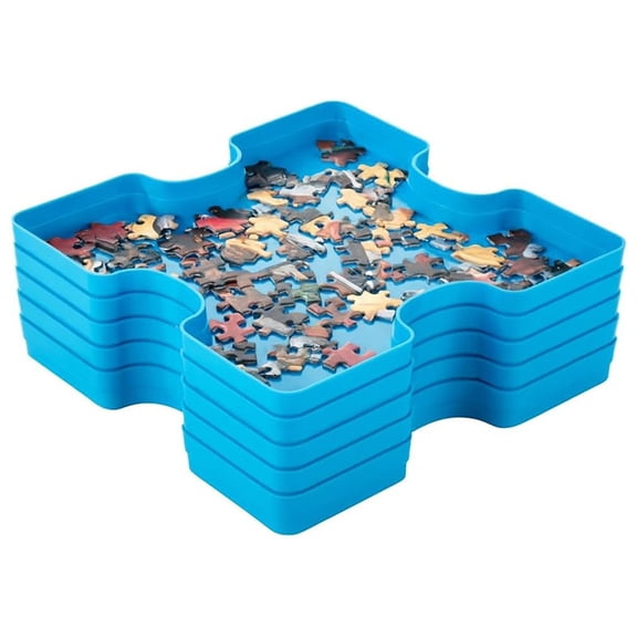 Osfvolr Puzzle Sorter Trays for 1000 Piece Jigsaws Stackable & Interlocking Blue Plastic Organiser for Puzzle Lovers