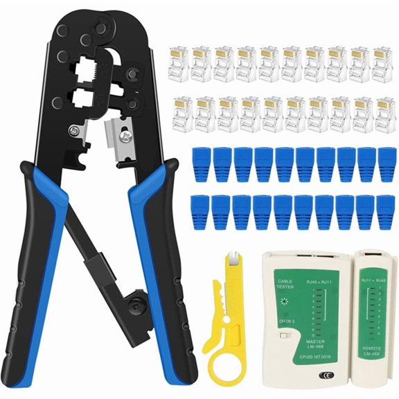 Osfvolr RJ45 Crimper RJ11 RJ45 Crimping Tool Ethernet Network LAN Cable Crimper Cutter Stripper Plier, for 6P 8P RJ11 RJ12 RJ45.