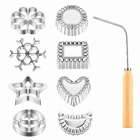 Osfvolr Rosette Maker Baking Stamp Cookie Cutter with 8 Designs: Star, Flower, Circle, Heart, Hexagon, Square 9Piece Set