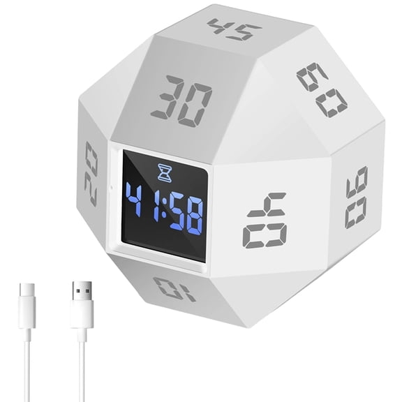 Osfvolr Rotating Timer with Small Screen 3 Modes 11 Preset Times Productivity Flip Timer for Classroom, Cooking, Baking & Study