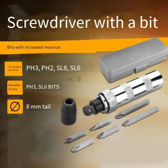 Osfvolr Screwdriver Set with Impact Function - Tool Kit for Heavy-Duty Screwing - Includes Bits - Ideal for DIY