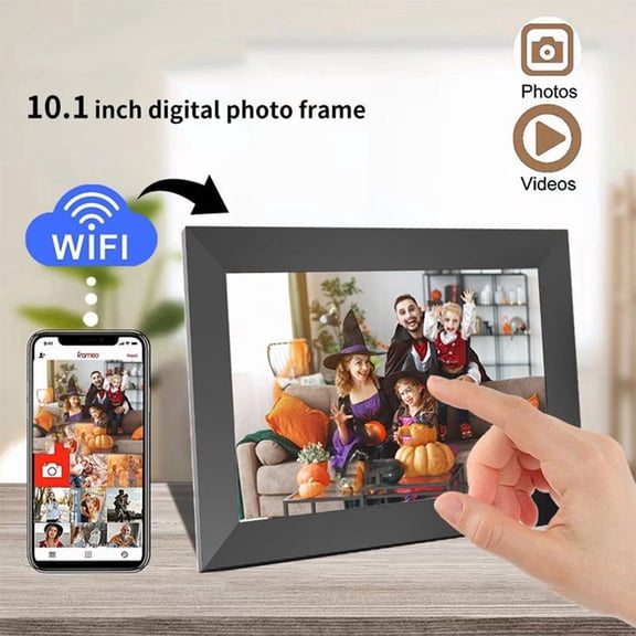 Osfvolr Smart Digital Picture Frame WiFi 10.1 Inch IPS Touch Screen with 16GB Storage Auto-Rotate Wall Mountable US Plug