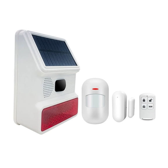 Osfvolr Solar Motion Sensor Alarms Outdoor Infrared Sound & Light Alarms Red Flashing Warning Strobe Security Light for Outdoor