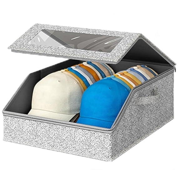 Osfvolr Stackable Hat Storage Boxes for Baseball Caps, Holds Up to 24 Caps, Clear Window Lid Sturdy Snapback Hat Organizer,