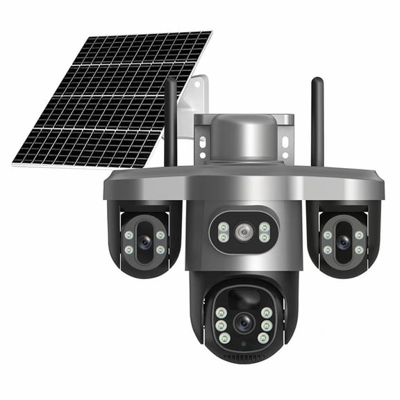 Osfvolr T10B Solar-Powered WiFi 3-Lens 3-View Single-Lens Rotating Wireless Smart Solar Camera Monitoring -Ball Camera in One