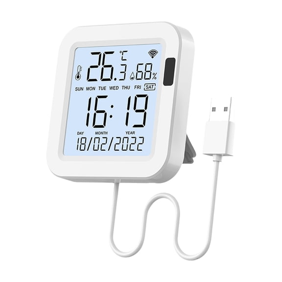 Osfvolr Tuya Smart WiFi Temperature & Humidity Sensor USB Powered Backlit Display Smart Life App Smart Air Thermostat