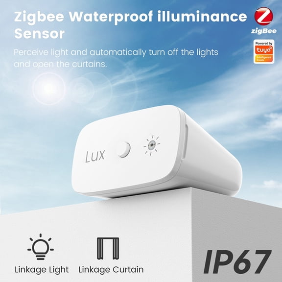 Osfvolr Tuya Zigbee Illuminance Sensor IP67 Waterproof Light Sensor Brightness Detection Real Time App Control Sensor