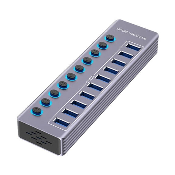 Osfvolr USB Hub USB 3.0 5Gbps Splitter with Individual OFF/on Switch LED Indicator for Computer USB Ports Extender 10 Ports