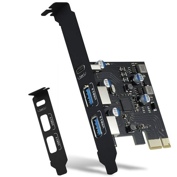 Osfvolr USB PCIE Card 18W Power Delivery, PCI Express 3 Port (Type C, 2 X Type A) PCIe USB 3.0 Fast Charging Card Expansion Card