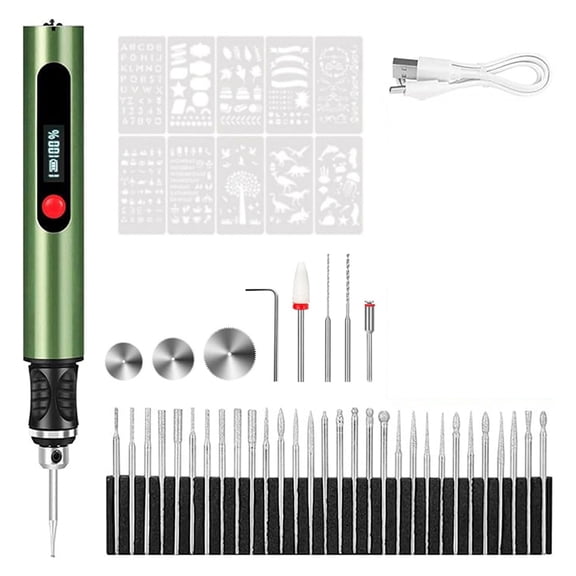 Osfvolr USB Rechargeable Engraving Pen, Mini Rotary Tool Kit for DIY, Jewelry, Model Making - Green