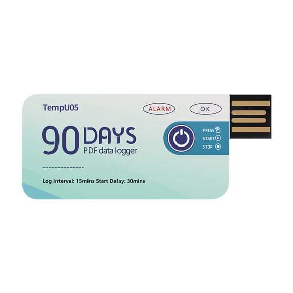 Osfvolr USB Temperature Logger TempU05 90 Days Disposable Temp Recorder PDF Report Temp Monitor for Cold-Chain Warehouse