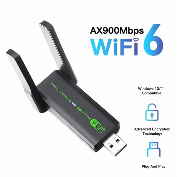 Osfvolr USB WiFi 6 Bluetooth-Compatible 5.3 Adapter USB WiFi Network Adapter 900Mbps Dual Band 2.4/5.8GHz Dual 3DBi Antennas