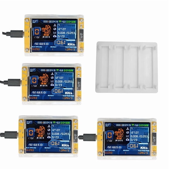 Osfvolr Upgraded 4X 1060KH/S  +4 Slots Stand 2.8 Inch Smart Display Bitcoin Crypto Solo Lottery Miner for Home