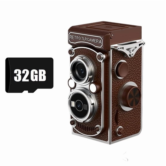 Osfvolr Vintage Digital Camera Dual Lens 5MP 1080P FHD Video Vlogging Mini Portable Retro Camera with Flash 32G B