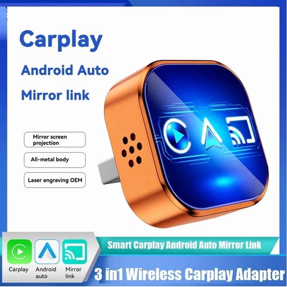 Osfvolr Wireless Carplay Adapter 3 In1 Smart Mirror Link for Android USB Dongle Android Auto Carplay Wired Carplay to Wireless
